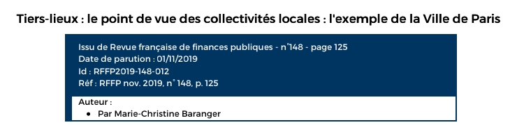 Tiers-lieux : le point de vue des collectivités locales : l'exemple de la Ville de Paris Tiers-lieux : le point de vue des collectivités locales : l'exemple de la Ville de Paris