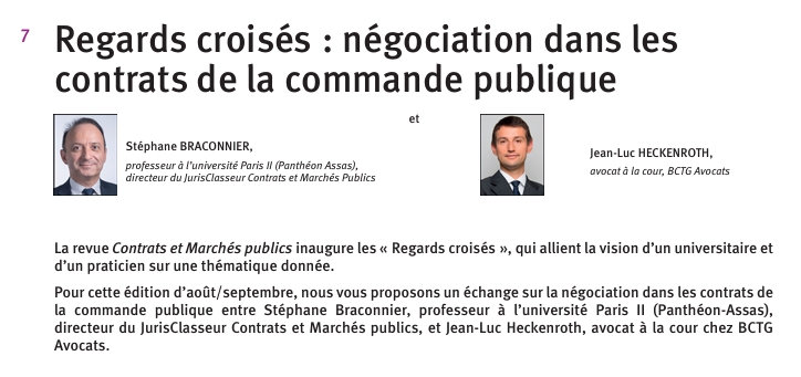 Regards croisés : négociation dans les contrats de la commande publique