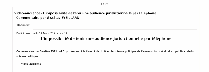 Vidéo-audience - L'impossibilité de tenir une audience juridictionnelle par téléphone