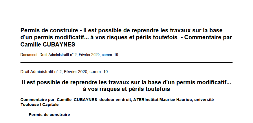 Permis de construire - Il est possible de reprendre les travaux sur la base d'un permis modificatif... à vos risques et périls toutefois