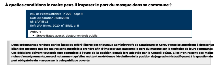 A quelles conditions le maire peut-il imposer le port du masque dans sa commune ?