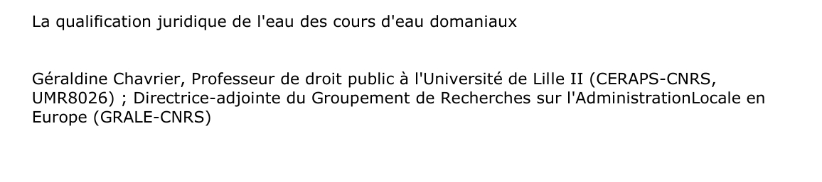 La qualification juridique de l'eau des cours d'eau domaniaux