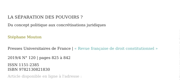 La séparation des pouvoirs ? Du concept politique aux concrétisations juridiques