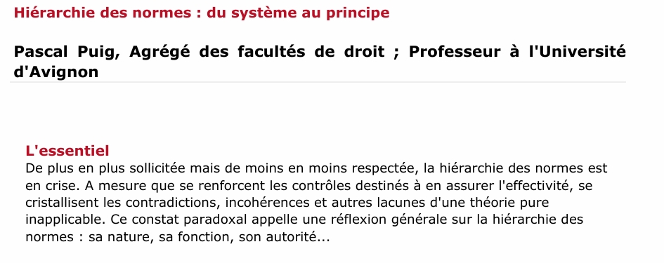 Hiérarchie des normes : du système au principe