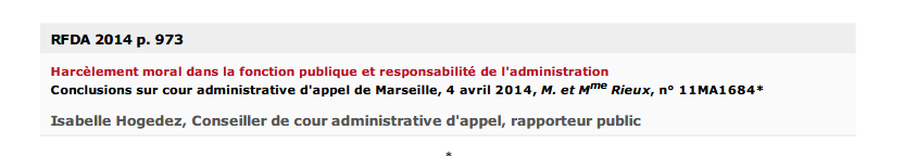 Harcèlement moral dans la fonction publique et responsabilité de l'administration