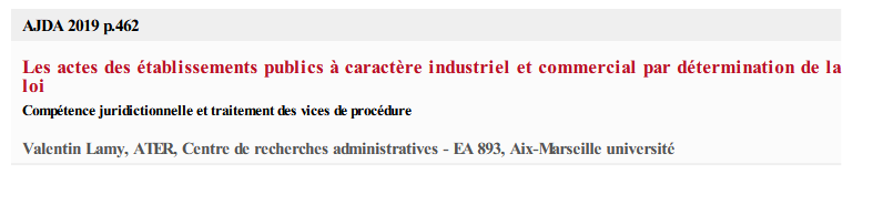 Les actes des établissements publics à caractère industriel et commercial par détermination de la loi
