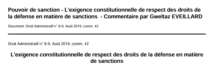 Pouvoir de sanction - L'exigence constitutionnelle de respect des droits de  la défense en matière de sanctions