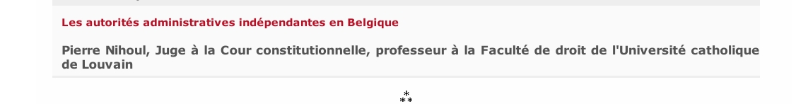 Les autorités administratives indépendantes en Belgique