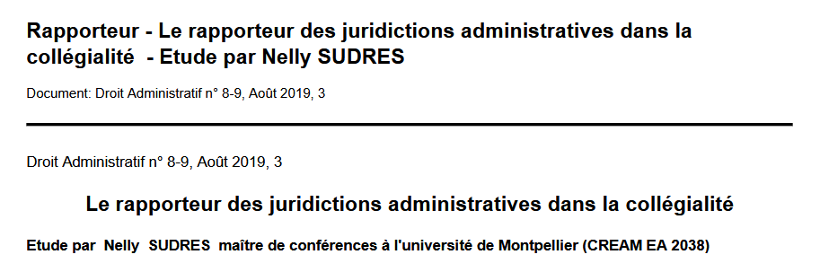 Le rapporteur des juridictions administratives dans la collégialité