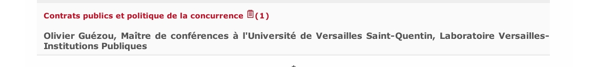 Contrats publics et politique de la concurrence