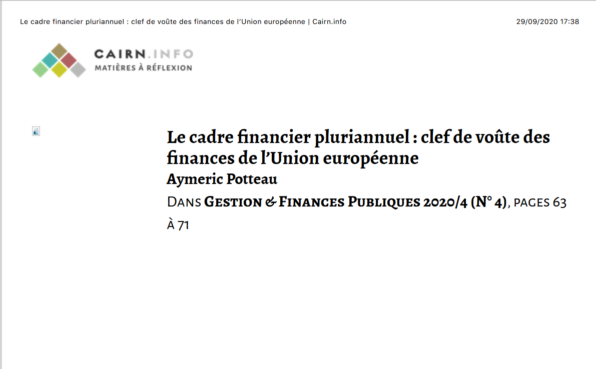 Le cadre financier pluriannuel : clef de voûte des finances de l’Union européenne