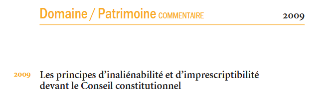 Les principes d’inaliénabilité et d’imprescriptibilité devant le Conseil constitutionnel