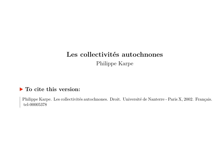 Les collectivités autochnones