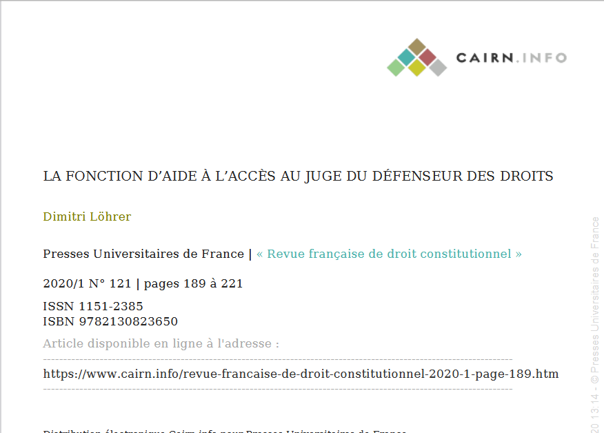 LA FONCTION D’AIDE À L’ACCÈS AU JUGE DU DÉFENSEUR DES DROITS