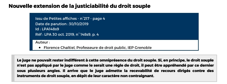 Nouvelle extension de la justiciabilité du droit souple Nouvelle extension de la justiciabilité du droit souple