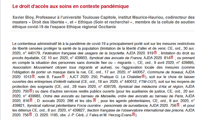 Le droit d'accès aux soins en contexte pandémique