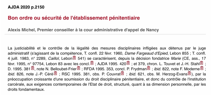 Bon ordre ou sécurité de l'établissement pénitentiaire