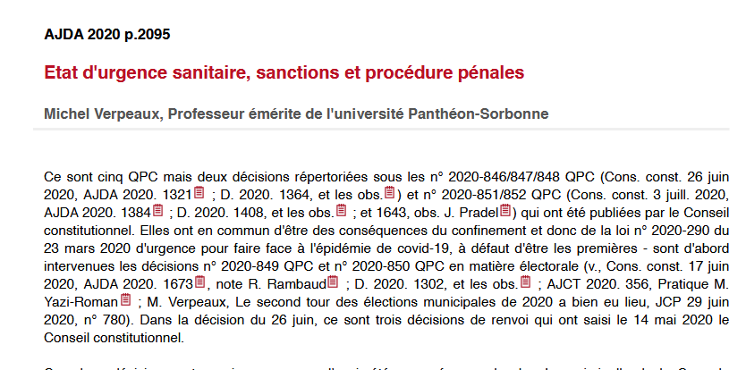 Etat d'urgence sanitaire, sanctions et procédure pénales