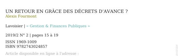 Un retour en grâce des décrets d’avance ?