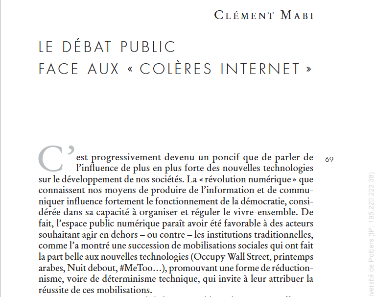 LE DÉBAT PUBLIC FACE AUX « COLÈRES INTERNET »