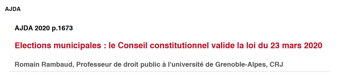 Elections municipales : le Conseil constitutionnel valide la loi du 23 mars 2020