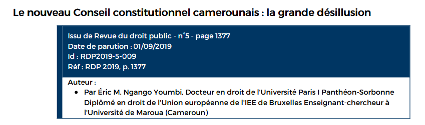 Le nouveau Conseil constitutionnel camerounais : la grande désillusion
