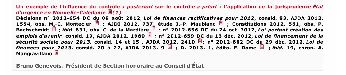 Un exemple de l'influence du contrôle a posteriori sur le contrôle a priori : l'application de la jurisprudence État d'urgence en Nouvelle-Calédonie