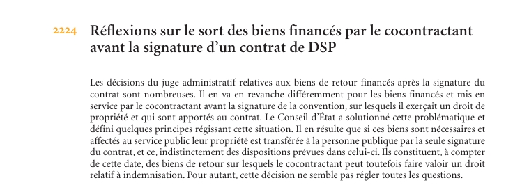 Réflexions sur le sort des biens financés par le cocontractant avant la signature d’un contrat de DSP