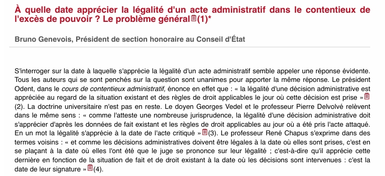 À quelle date apprécier la légalité d'un acte administratif dans le contentieux de l'excès de pouvoir ? Le problème général