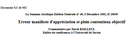 Erreur manifeste d'appréciation et plein contentieux objectif