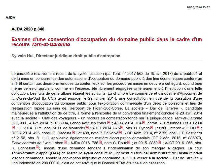 Examen d'une convention d'occupation du domaine public dans le cadre d'un recours Tarn-et-Garonne