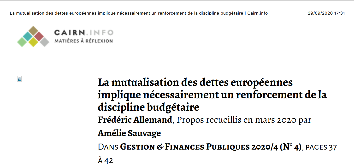 La mutualisation des dettes européennes implique nécessairement un renforcement de la discipline budgétaire