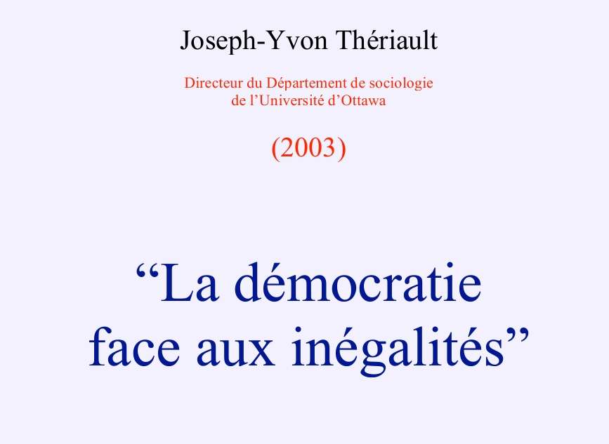“La démocratie  face aux inégalités”