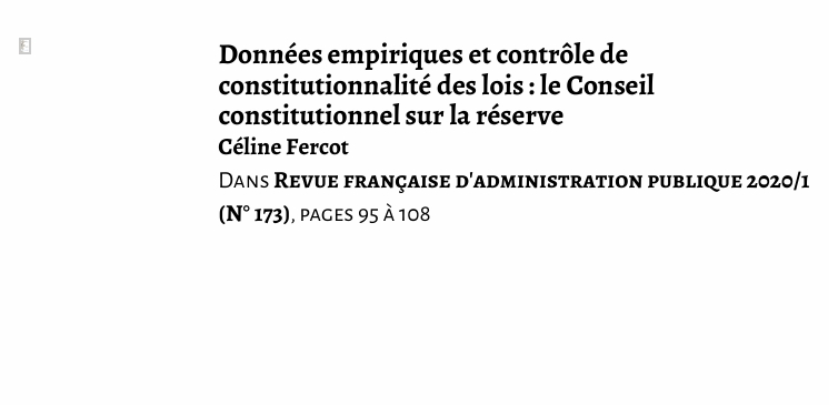 Données empiriques et contrôle de constitutionnalité des lois : le Conseil constitutionnel sur la réserve