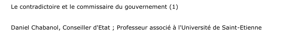 Le contradictoire et le commissaire du gouvernement