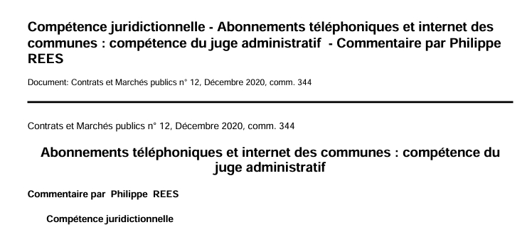 Compétence juridictionnelle - Abonnements téléphoniques et internet des  communes : compétence du juge administratif
