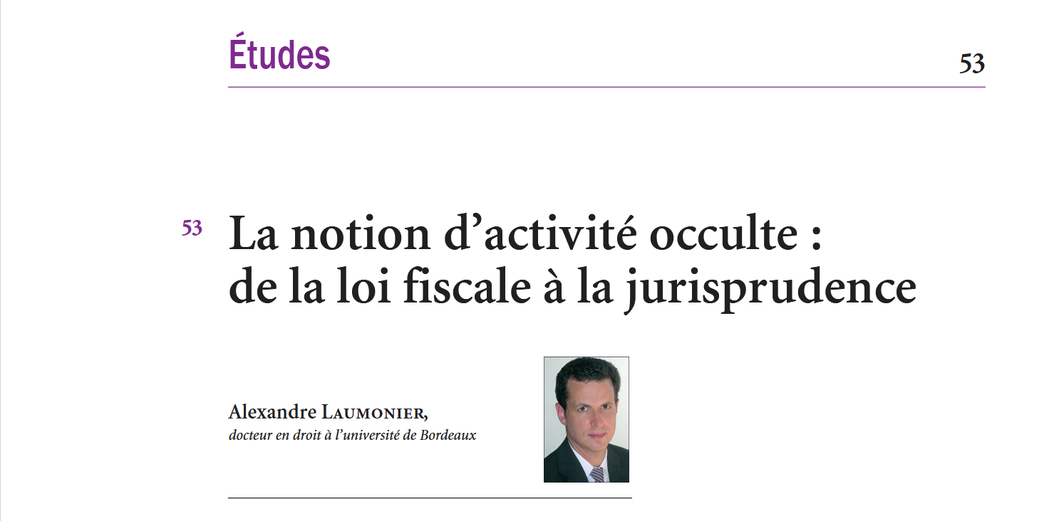 La notion d’activité occulte : de la loi fiscale à la jurisprudence
