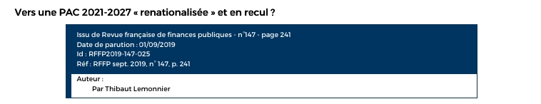 Vers une PAC 2021-2027 « renationalisée » et en recul ? Vers une PAC 2021-2027 « renationalisée » et en recul ?