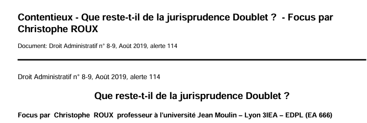 Contentieux - Que reste-t-il de la jurisprudence Doublet ?