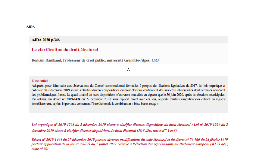 La clarification du droit électoral