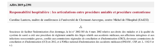 Responsabilité hospitalière : les articulations entre procédure amiable et procédure contentieuse