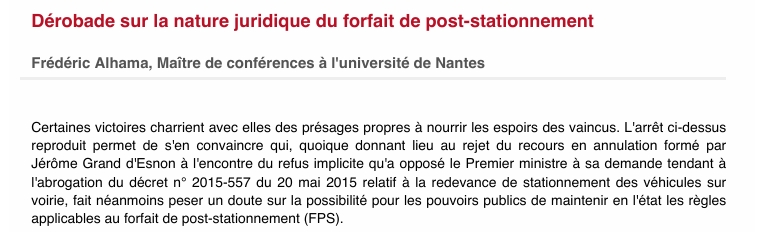 Dérobade sur la nature juridique du forfait de post-stationnement
