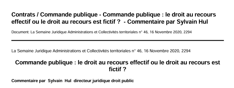 Contrats / Commande publique - Commande publique : le droit au recours  effectif ou le droit au recours est fictif ?