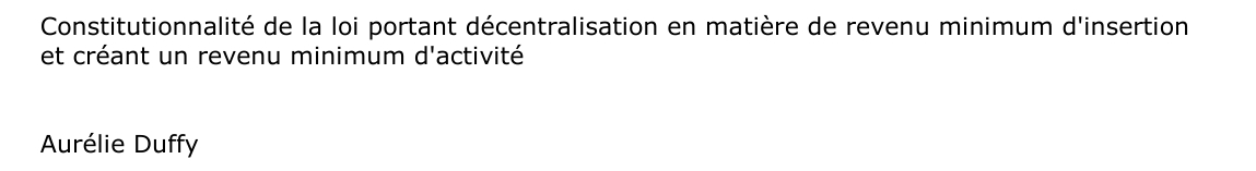 Constitutionnalité de la loi portant décentralisation en matière de revenu minimum d'insertion  et créant un revenu minimum d'activité