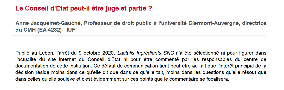Le Conseil d'Etat peut-il être juge et partie ?