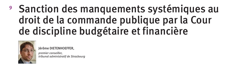 Sanction des manquementssystémiques au droit de la commande publique par la Cour de discipline budgétaire et financière