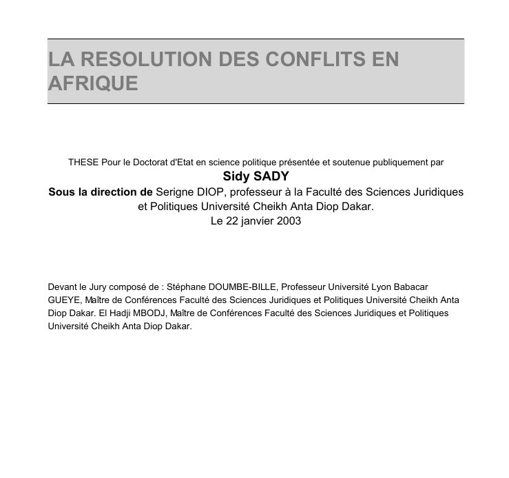 La résolution des conflits en Afrique