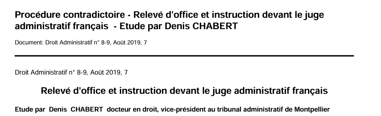 Procédure contradictoire - Relevé d'office et instruction devant le juge  administratif français