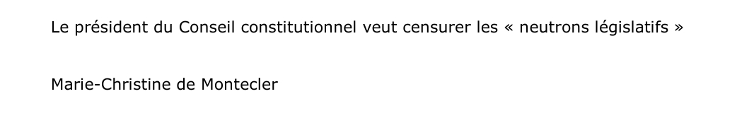 Le président du Conseil constitutionnel veut censurer les « neutrons législatifs »