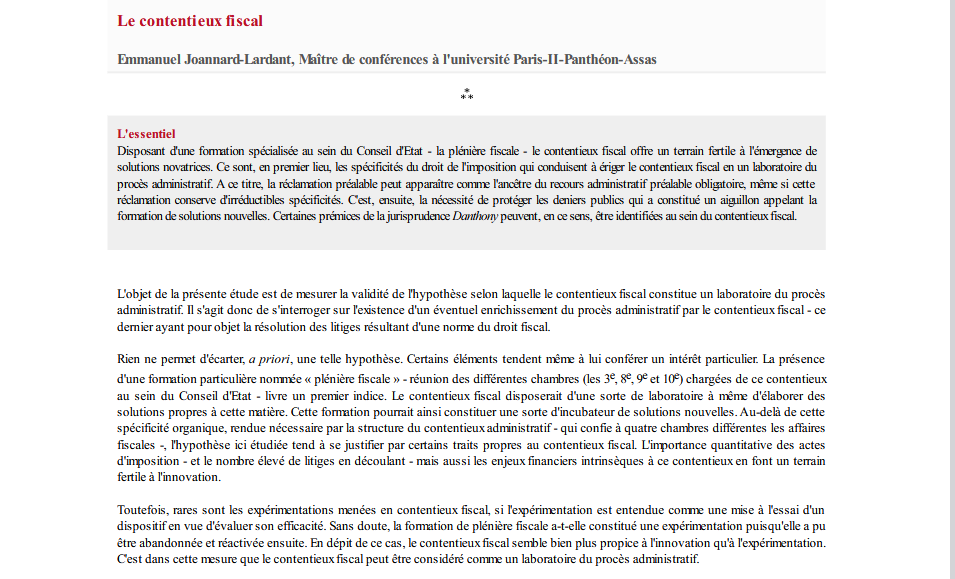 Le contentieux fiscal